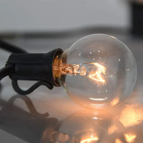 Miniatura 9 de Abeja Guirnalda de luces de patio al aire libre de 25 pies, tira de luces G40 para exteriores con 27 bombillas transparentes, luz colgante