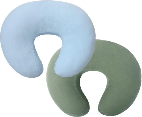 Miniatura 13 de Owlowla Funda de almohada de muselina para lactancia, funda de algodón suave para almohada de lactancia materna para bebé niño y niña (azul bebé)