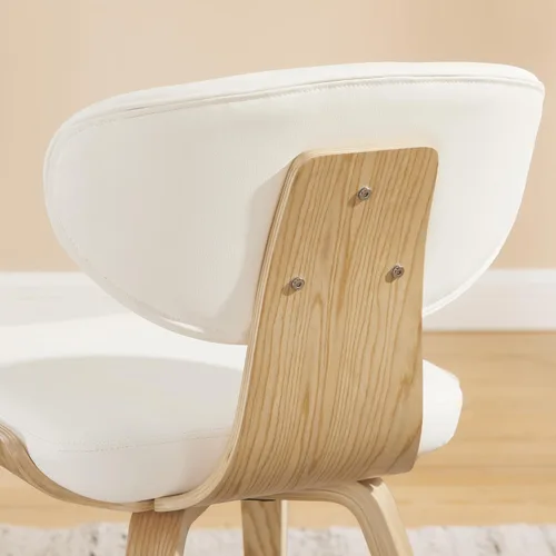 Miniatura 2 de Art Leon Juego de 2 sillas de comedor modernas de mediados de siglo, sillas de comedor tapizadas de piel sintética sin brazos con patas de madera