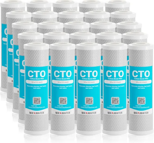 Miniatura 9 de Max Water Cartucho de filtro de agua de sedimentos de carbono CTO para toda la casa de 5 micrones, 10 x 2,5 compatible con DuPont WFPFC8002