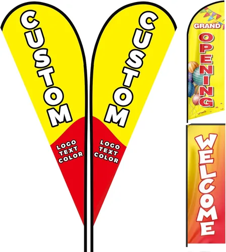 Miniatura 6 de Banderas de plumas publicitarias personalizadas para negocios en exteriores, logotipo personalizado, texto personalizado Swooper bandera abierta