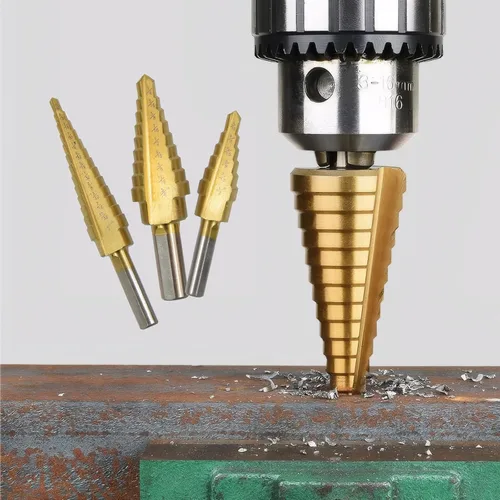 Miniatura 4 de Juego de 3 brocas de acero de alta velocidad para metal, con revestimiento de titanio, para taladrar agujeros en láminas de metal, madera, PVC