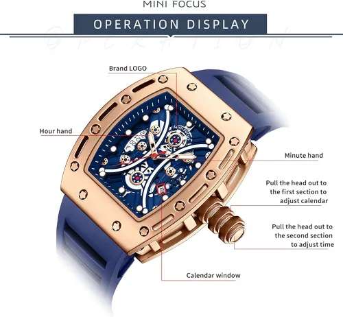 Miniatura 7 de MF MINI FOCUS Watch Wristwatch Fashion Hollow Big Dial Luminous Waterproof Sport Analog Quartz Business Mens Watches Silicon Strap Dress Watch