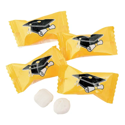 Miniatura 6 de Fun Express Buttermints de graduación envueltas individualmente, 108 piezas de caramelo de menta naranja para recuerdos de fiesta y buffet