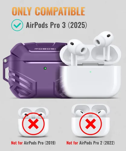 Miniatura 2 de MOBOSI Funda para AirPods Pro 3 con cerradura, compatible con AirPod de 3ª generación [compatible con MagSafe], carcasa rígida de grado militar