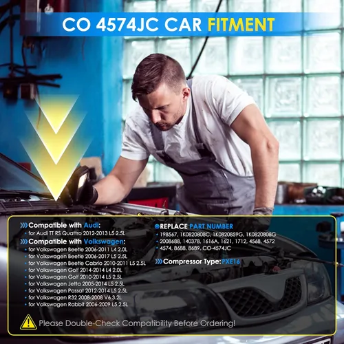 Miniatura 2 de Compresor de aire acondicionado para Volkswagen Jetta Passat Golf Beetle Cabrio R32 Rabbit, para Audi TT RS Quattro Compresor de CA de repuesto