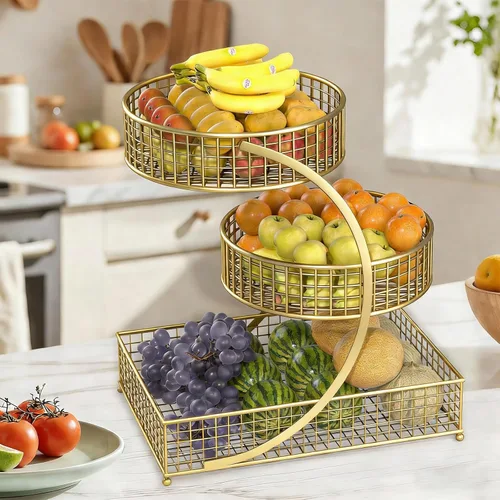Miniatura 6 de Organizador de maquillaje para tocador, organizador de encimera de baño de metal de 3 niveles, soporte de almacenamiento para el cuidado de la piel