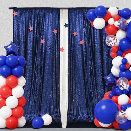 Miniatura 17 de PartyDelight Cortinas de fondo de lentejuelas color azul bebé, 2 paneles de 2 x 8 pies, alta densidad de 0.118 in, fondo de lentejuelas brillantes