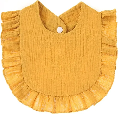 Miniatura 5 de Juego de 4 baberos de muselina sólida contra babeo para bebé, unisex, para niños y niñas, de algodón, ajustables, para dentición, alimentación