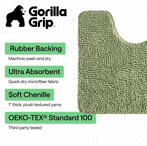 Miniatura 21 de Gorilla Grip - Tapete de baño de felpilla gruesa, suave y absorbente, secado rápido, de microfibra, con reverso de caucho, para piso de ducha, Nube