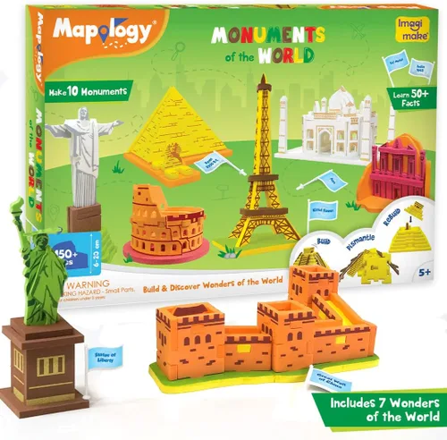 Imagimake Mapology Monumentos del Mundo | Rompecabezas 3D para niños de 8 a 10 años | Juguetes educativos y de aprendizaje para 5 a 7 años |