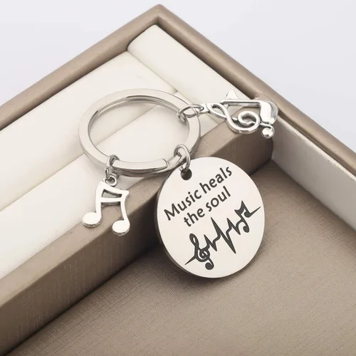 Miniatura 4 de CENWA Regalo para amantes de la música, joyería temática de músico, música cura el alma, llavero de regalo para profesores de música