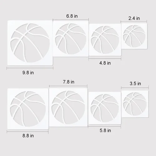 Miniatura 5 de Plantilla de Baloncesto, 8 Piezas Plantillas Grandes de Baloncesto para Pintar, Lindas Plantillas Deportivas Reutilizables de Plástico Plantillas