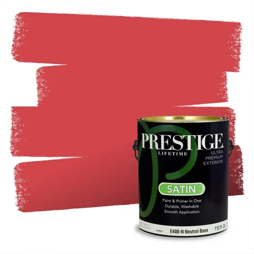 Miniatura 134 de Prestige Paints Pintura exterior e imprimación en uno, 1 galón, plano, coincidencia comparable de Valspar* Amber Rose*