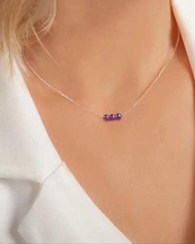 Miniatura 3 de Metzakka Sterling Silver Birthstone Choker Necklace, Handmade with 3 Dainty Real Healing Birthstone for Women Birthday Gifts