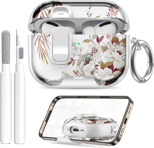 Miniatura 35 de Funda compatible con Airpods Pro 3 (2025) con soporte para teléfono y kit de limpieza, bonito clip de silicona suave para Apple AirPods Pro de 3ª