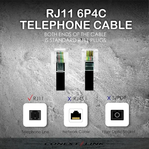 Miniatura 3 de Cable de extensión de teléfono modular RJ11 6P4C Cable de línea de cable de teléfono (7 pies, beige) (33201)