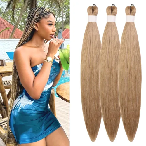 Miniatura 43 de Pelo corto negro trenzado preestirado de 14 pulgadas para trenzas sin nudos, pelo sintético 1B trenzado para trenzas Bob Box