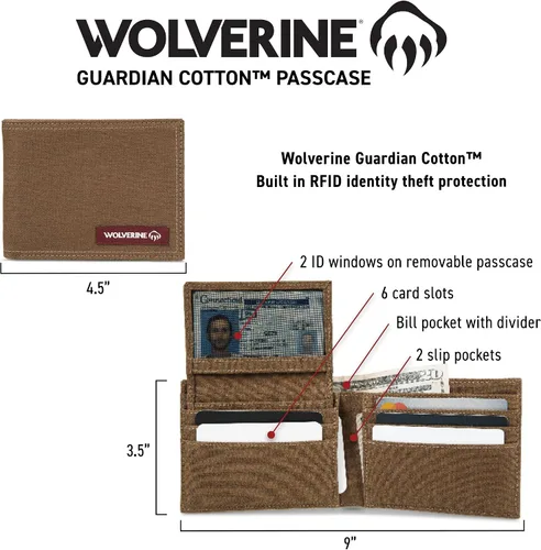 Miniatura 45 de WOLVERINE Billetera plegable de lona/cuero para hombre