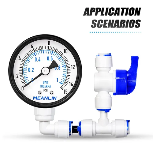 Miniatura 6 de MEANLIN MEASURE Medidor de presión de bomba de pozo de 0-15 psi, 1/4 pulgadas, NPT de 2 pulgadas, esfera de cara para agua, aceite, pozo, bomba