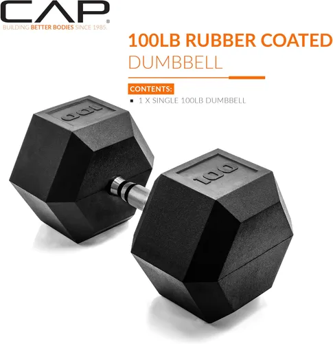 Miniatura 2 de CAP Barbell Peso de la mancuerna hexagonal recubierta, individual, 10-120 libras, múltiples opciones