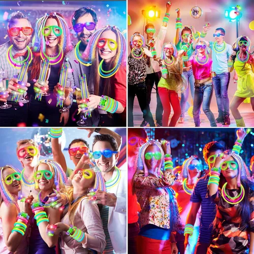 Miniatura 2 de OLUPP Suministros de fiesta que brillan en la oscuridad, 264 piezas de regalos de fiesta iluminados con gafas LED, varillas brillantes, luces