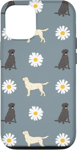 Miniatura 28 de Labrador Retriever y Daisy Flower Pattern - Carcasa para iPhone 17, color azul polvoriento