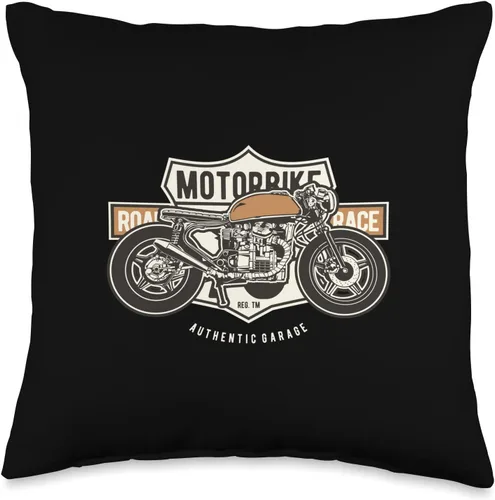Cafe Racer Vintage Bikers Cafe Racer - Almohada gráfica personalizada para motocicleta, 16 x 16 pulgadas, multicolor