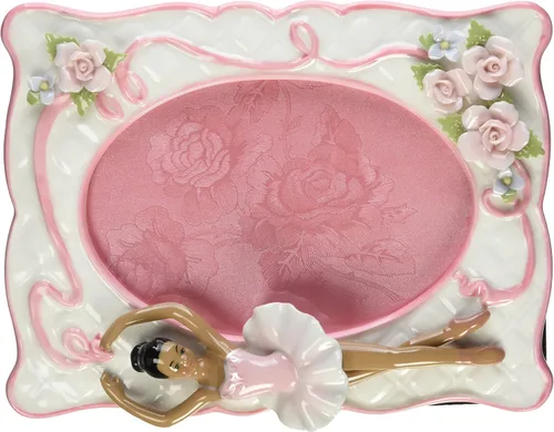 Cosmos 10608 - Marco de fotos de porcelana fina de bailarina afroamericana, 8 pulgadas, color rosa
