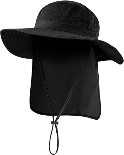 Miniatura 20 de Home Prefer Sombrero de sol UPF50+ de malla para exteriores, de ala ancha, con solapa para el cuello, sombrero de pesca para hombres y mujeres Verde