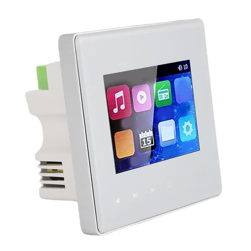 Amplificador de pared inteligente Bluetooth con radio FM, pantalla táctil HD de 2.8 pulgadas, temporizador de encendido y apagado, compatible con
