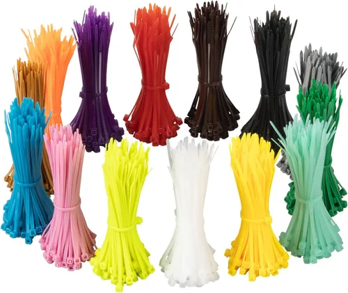 XINGO 1400 bridas de colores de 4 pulgadas, bridas multicolores, paquete mixto de 14 bridas de plástico surtido para hogar, oficina, jardín, garaje