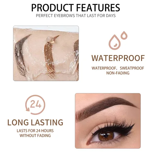 Miniatura 6 de Gel de cejas impermeable de 8 colores completamente pigmentado de larga duración para un aspecto más completo y definido (#03 marrón medio)