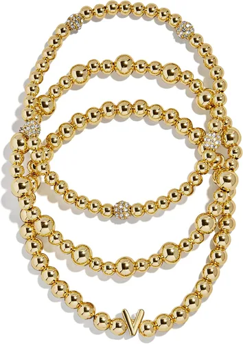 Miniatura 30 de BaubleBar Juego de pulsera Pisa para mujer, tres pulseras de cuentas chapadas en oro, joyería de moda, regalo de moda