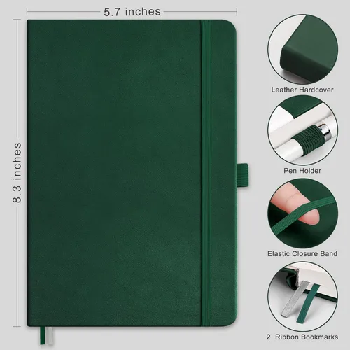 Miniatura 2 de RETTACY Cuaderno de diario punteado, paquete de 2, 160 páginas numeradas por paquete, tamaño mediano A5 (5.7 x 8.3 pulgadas), papel grueso de 120