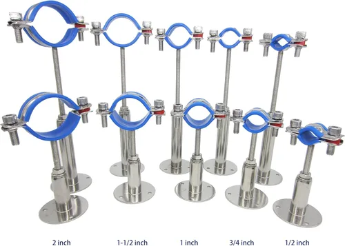 Miniatura 6 de Soporte de abrazadera de tubería ajustable de acero inoxidable - Soporte de montaje en pared/techo para tubería de 1-1/2 pulgadas, soportes