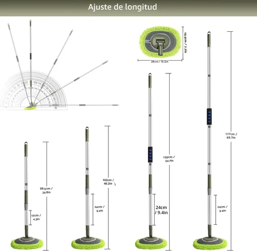 Miniatura 2 de Limpiador de Pared, Trapeador de Pared de Máximo 66'' con Mango Largo, Trapeador de Polvo para Techo con Poste de Extensión de Codo Ahorrador