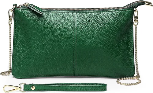 Miniatura 8 de Uromee Cartera de mano para mujer, de piel auténtica, con cadena de hombro desmontable