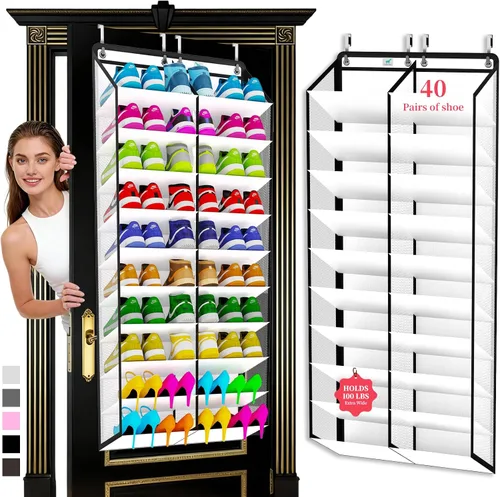 Miniatura 9 de Organizador de zapatos sobre la puerta, 2025 mejorado, organizador de zapatos, 35 bolsillos enormes, organizador de zapatos sobre la puerta