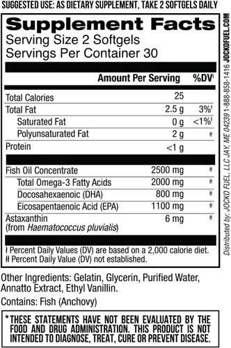 Miniatura 2 de Jocko Fuel Suplemento de aceite de pescado Omega 3 de 2000 mg - Suplemento de ácido graso sin eructos, capturado en la naturaleza, potente