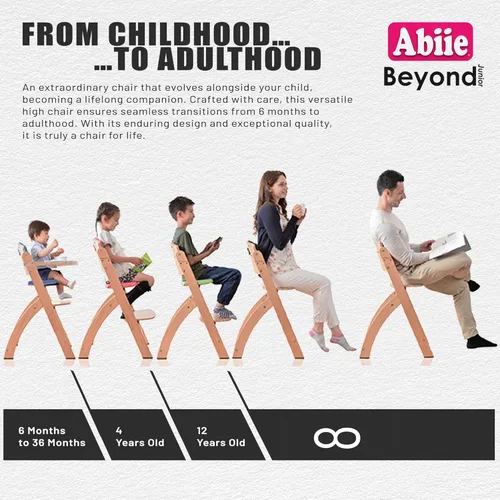 Miniatura 5 de Abiie Beyond Junior - Silla alta de madera con bandeja - Silla alta ajustable y convertible para bebés y niños pequeños - 6 meses a 250 libras