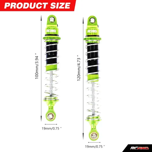 Miniatura 3 de RCAWD Amortiguadores delanteros traseros de aleación para Losi 1/10 Baja Rey 4WD Hammer Rey U4 Rock Racer Verde