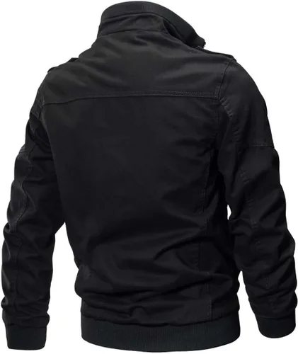 Miniatura 3 de Crysully - Chaqueta cortavientos para hombre, estilo informal y cuello militar, para primavera-otoño