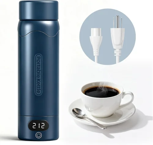 Hervidor eléctrico de viaje, mini tetera portátil, acero inoxidable 316, 16.91 onzas, pequeña caldera de agua caliente con 4 temperaturas, agua de