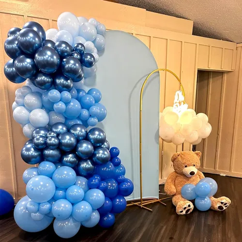 Miniatura 6 de NISOCY Kit de Arco de Guirnalda de 124 Globos Azules, 18 Pulgadas 12 Pulgadas 10 Pulgadas 5 Pulgadas Globos Azul Claro para Bebé Azul Real Azul