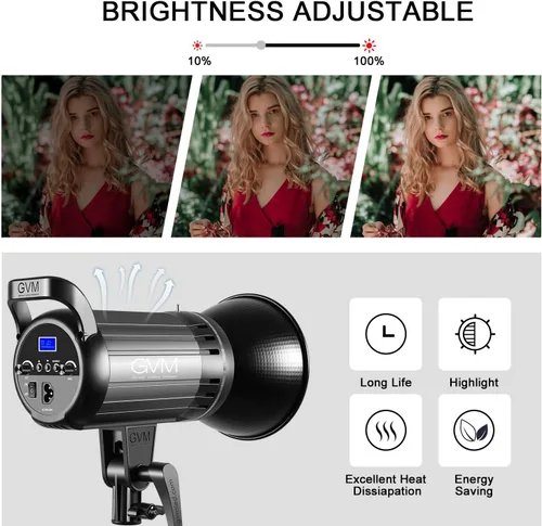 Miniatura 2 de GVM Great Video Maker Luz de video LED bicolor de 100 W con soporte Bowens, control de aplicación, caja de luz de linterna, regulable 3200K-5600K