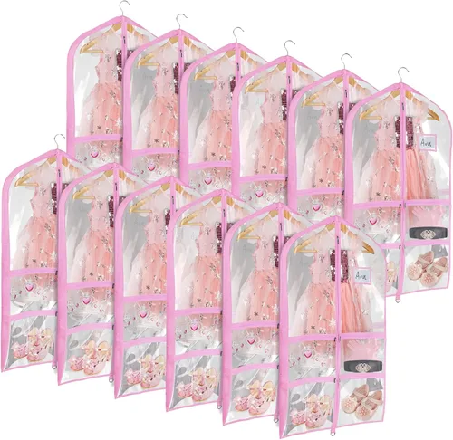 Miniatura 11 de Univivi Bolsas de PVC transparente para disfraz de baile, bolsa de ropa de 35 pulgadas para competiciones de baile, con 3 bolsillos separados