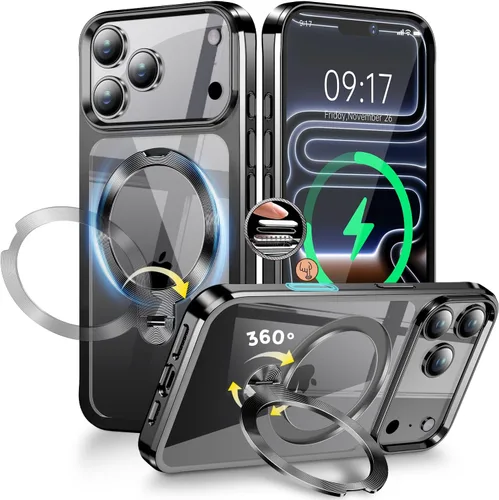 Miniatura 13 de Funda magnética de privacidad para iPhone 17 Pro Max [Cartulina con purpurina para bricolaje] [Soporte magnético invisible] Protector de pantalla
