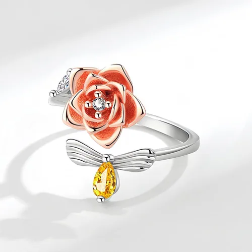 Miniatura 5 de Anillos giratorios para la ansiedad para mujer, anillos abiertos ajustables, anillos de rosas con margaritas, para aliviar el estrés, anillos