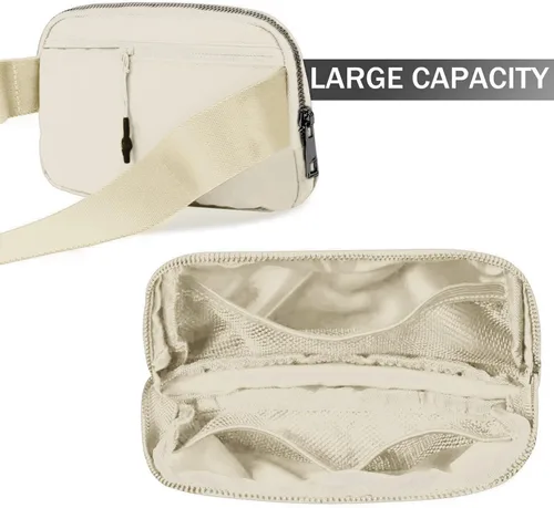 Miniatura 36 de Cangurera cruzada para mujer, mini bolsa para cinturón de 1 litro con correa ajustable de 32 a 51 pulgadas, bolsa de cintura pequeña para viajes